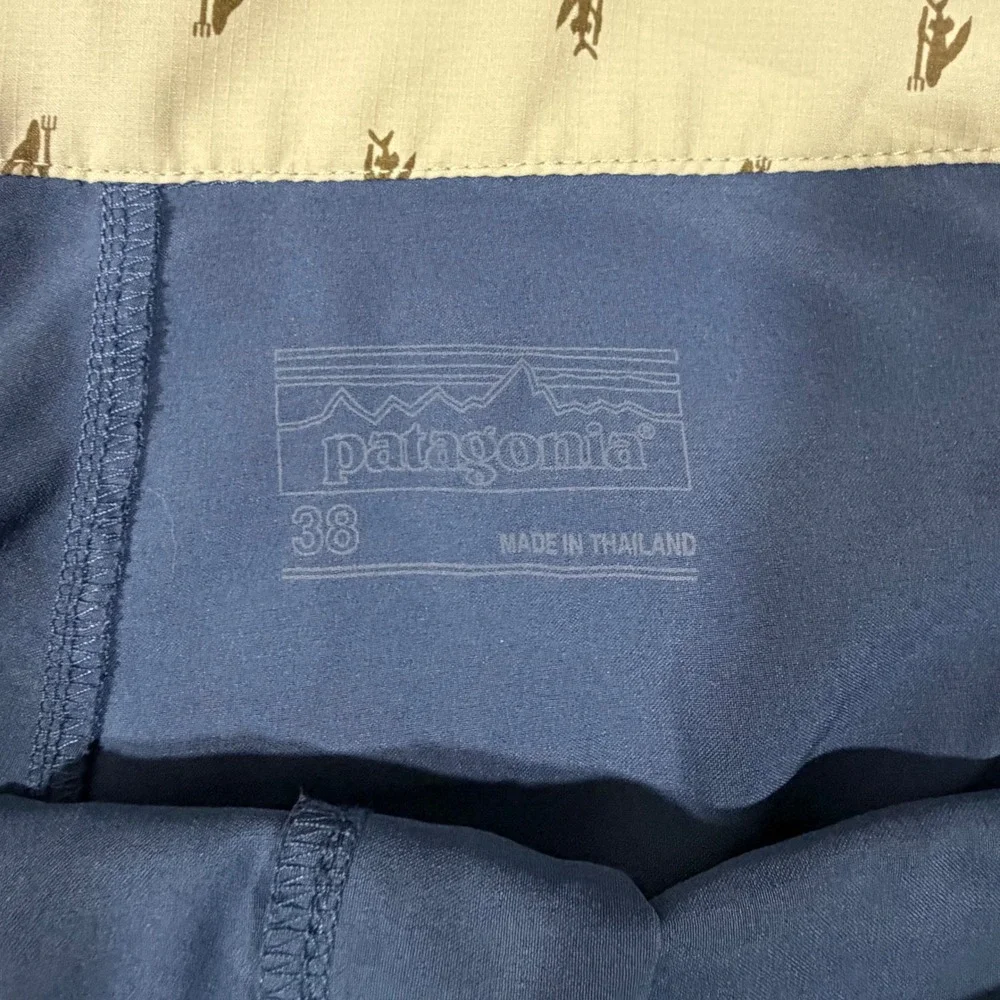 Patagonia Board‎ Shorts Men 38 Blue Leaf Camo Lace Up Surf Swim Trunks